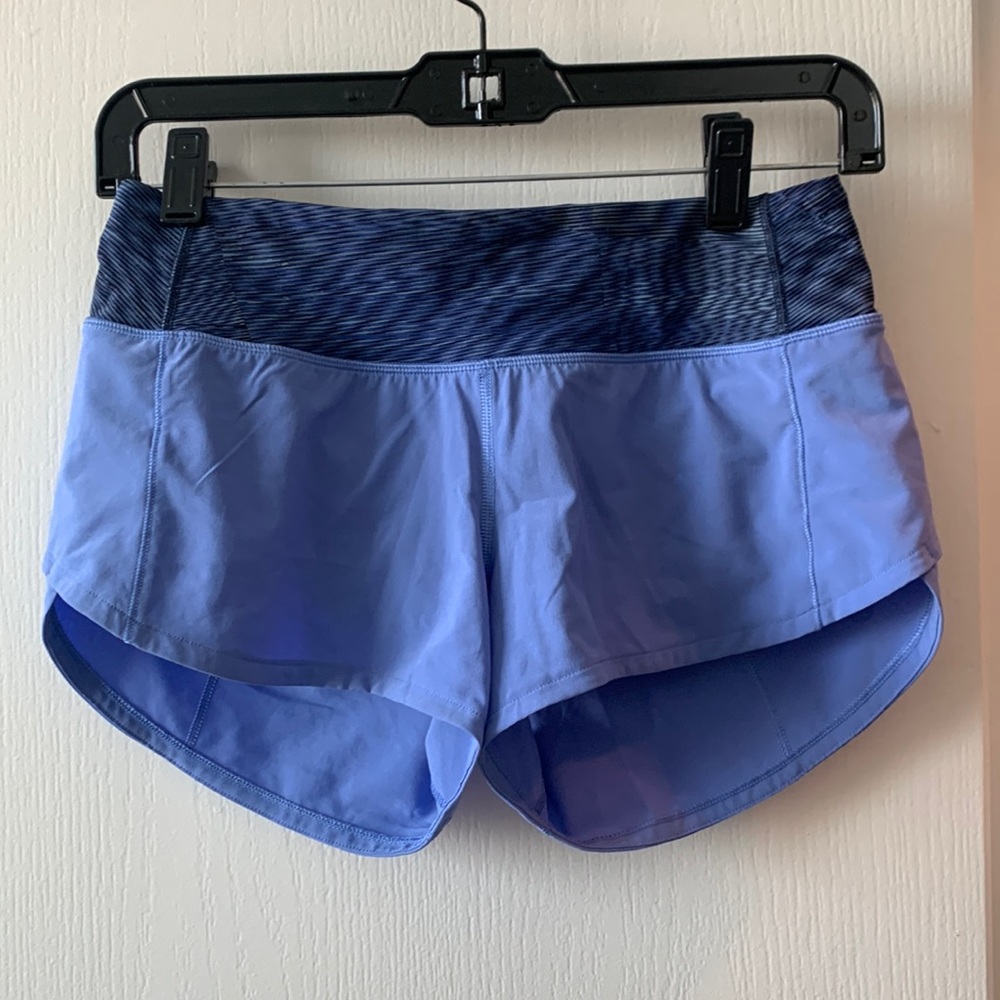 Lululemon Running Shorts - Size 2 - Periwinkle color with dark black and purple